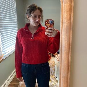 H&M Red 1/4 Zip Sweater